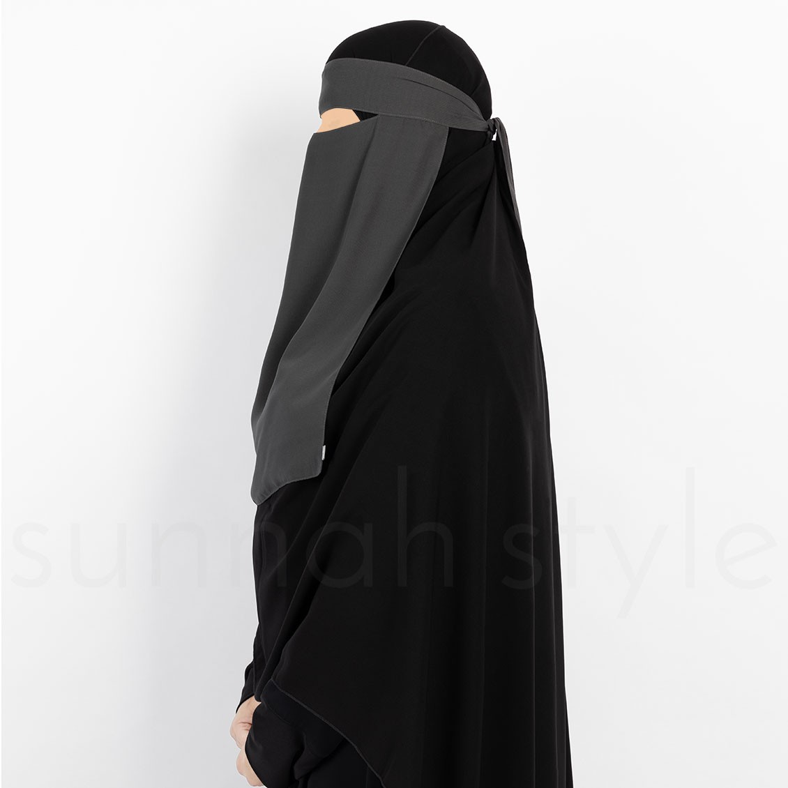 Sunnah Style One Layer One Piece Niqab Dark Grey